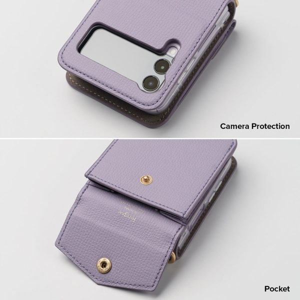 Galaxy Z Flip 3 Case | Folio Signature Card Pocket Light Purple Cheap - Image 2